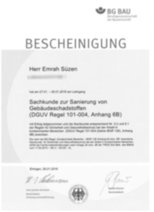 Sachkundenachweis PAK, Emrah Süzen